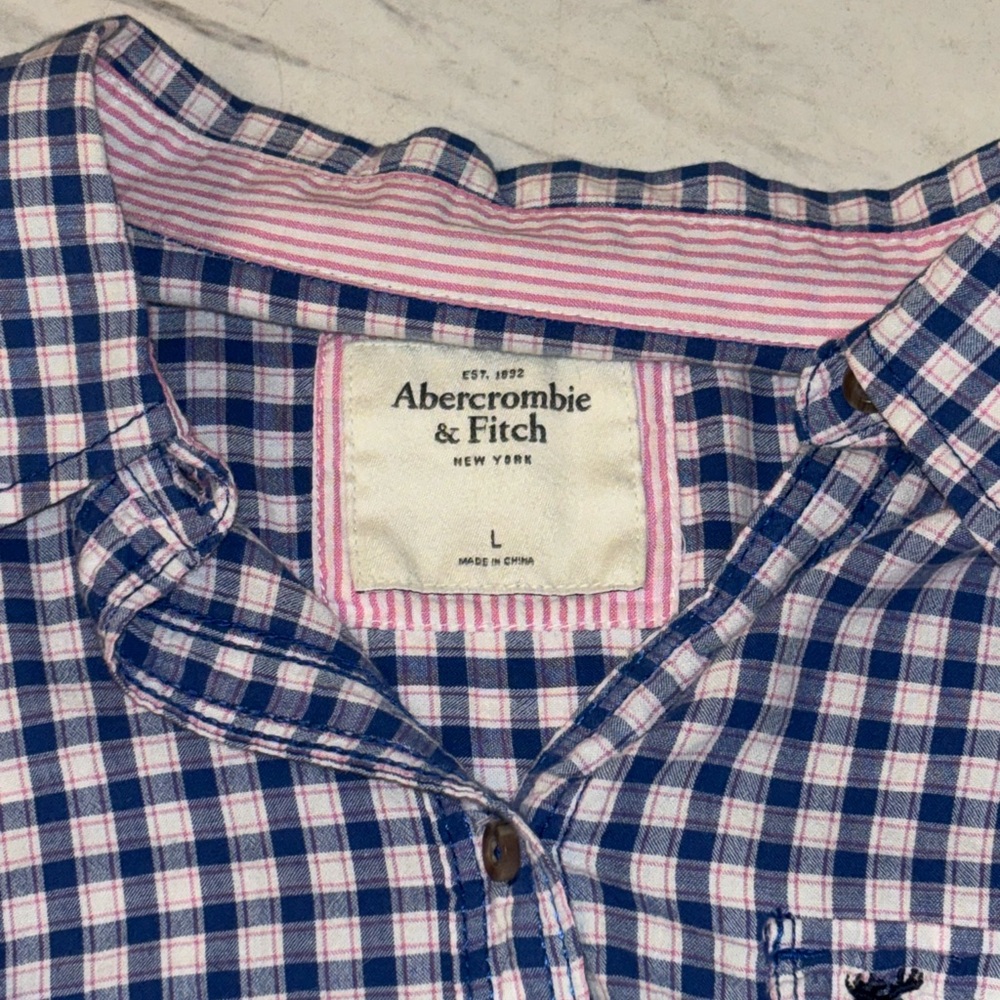 Abercrombie & Fitch Navy and White Checkered Shirt